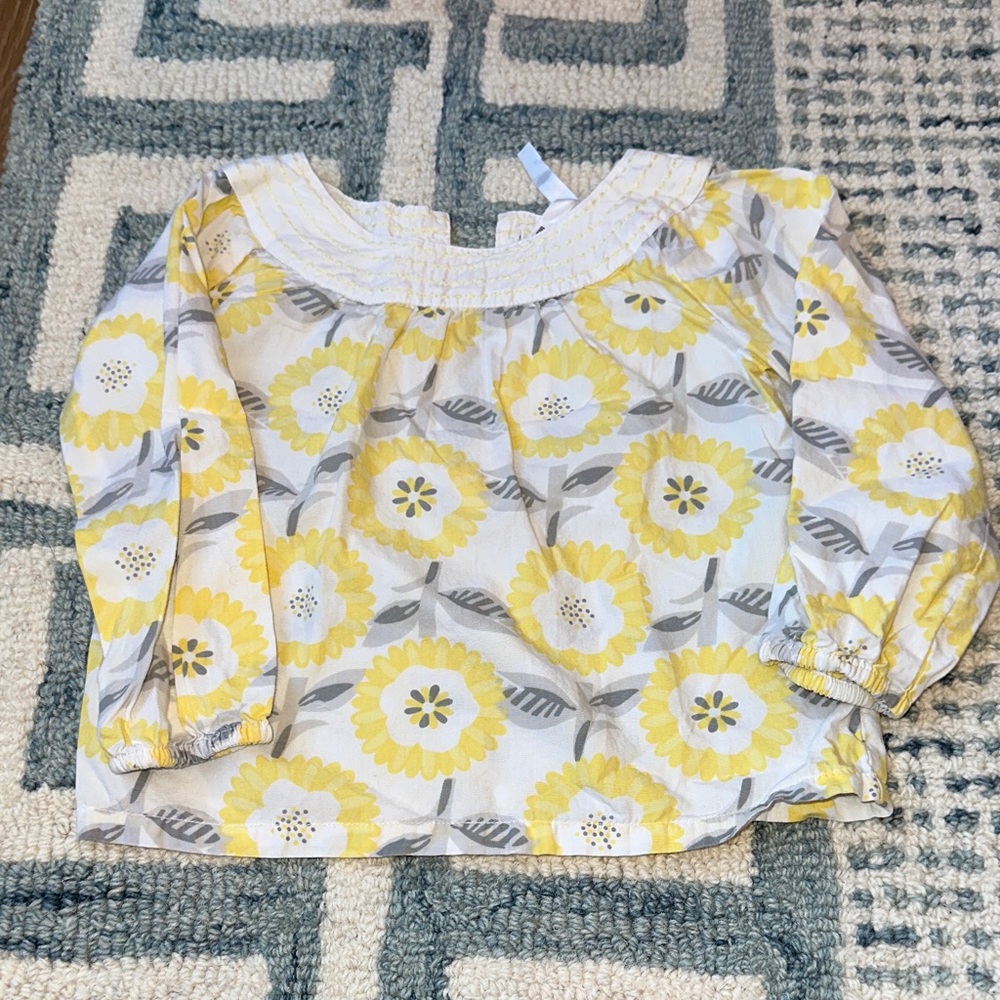 Girls' Yellow Floral Long-Sleeve Top